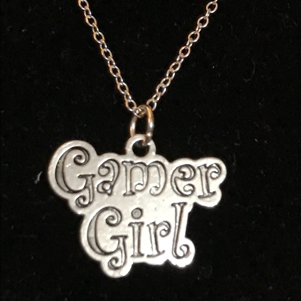 Handmade “Gamer Girl” Silver Charm Necklace